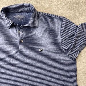 Vineyard Vines Polo Men M Blue On-The-Go Sankaty Striped